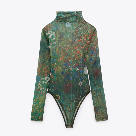 Zara FARM GARDEN WITH SUNFLOWERS TULLE BODYSUIT - Picture 6 of 7
